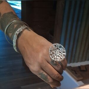 Hand Crafted Sterling Silver Set (Ring + 2 Bracelets) For PETITE hand